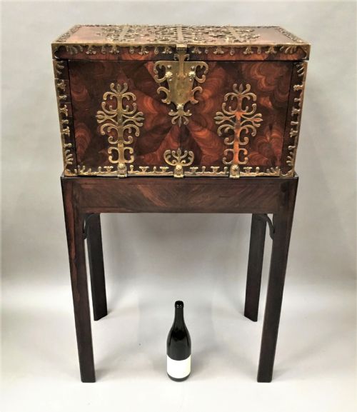 fig 1. Late C17th large oyster kingwood coffre forte - strong box