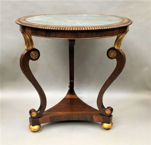 Regency Circular Rosewood Marble Top Centre Table