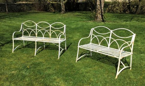 Early C20th Pair of 2 & 3 Seater Wrought Iron Garden Seats / Benches