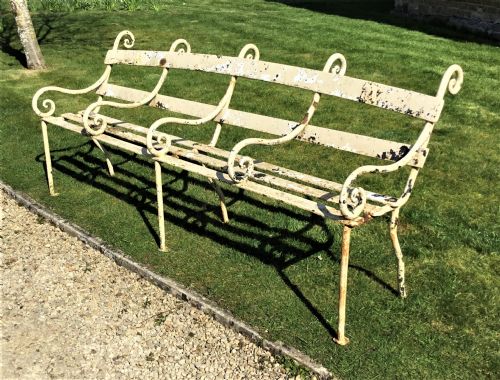 C19TH IRON FOUR SEATER GARDEN SEAT BENCH