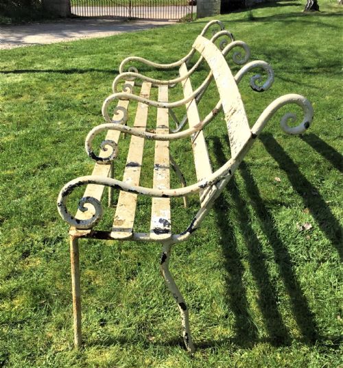 C19TH IRON FOUR SEATER GARDEN SEAT BENCH - ADDITIONAL PHOTO 2