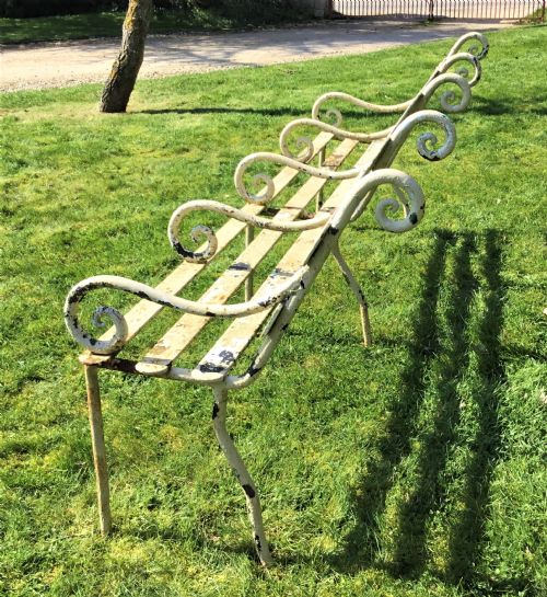 C19TH IRON FOUR SEATER GARDEN SEAT BENCH - ADDITIONAL PHOTO 3
