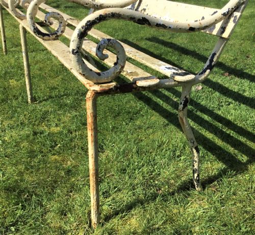 C19TH IRON FOUR SEATER GARDEN SEAT BENCH - ADDITIONAL PHOTO 5
