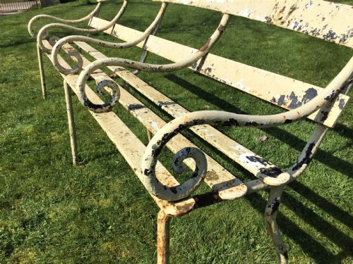 C19TH IRON FOUR SEATER GARDEN SEAT BENCH - ADDITIONAL PHOTO 8