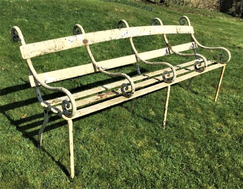 C19TH IRON FOUR SEATER GARDEN SEAT BENCH - ADDITIONAL PHOTO 10