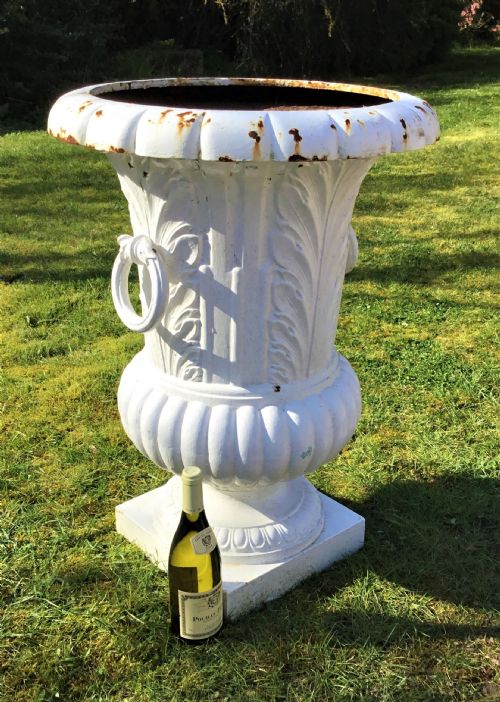 C19TH LARGE CAST IRON GARDEN URNS - ADDITIONAL PHOTO 1