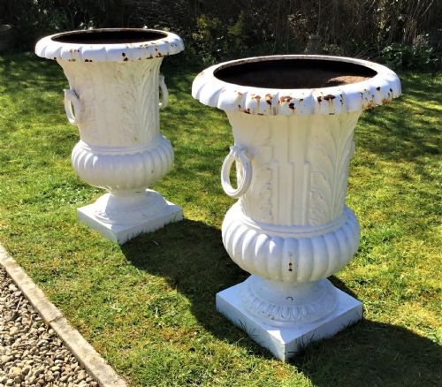 C19TH LARGE CAST IRON GARDEN URNS - ADDITIONAL PHOTO 3