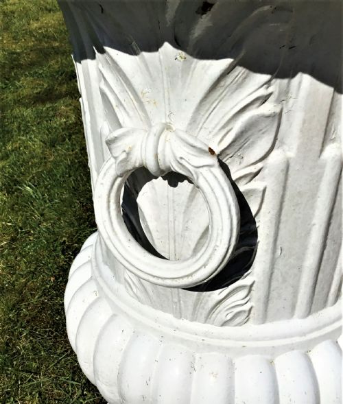 C19TH LARGE CAST IRON GARDEN URNS - ADDITIONAL PHOTO 5