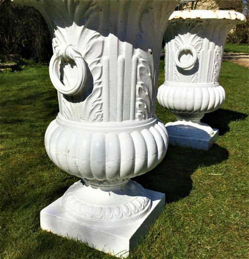 C19TH LARGE CAST IRON GARDEN URNS - ADDITIONAL PHOTO 8