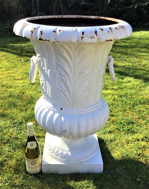 C19TH LARGE CAST IRON GARDEN URNS - ADDITIONAL PHOTO 12