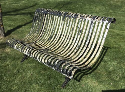 C19th Unusual French Iron Garden Seat / Bench