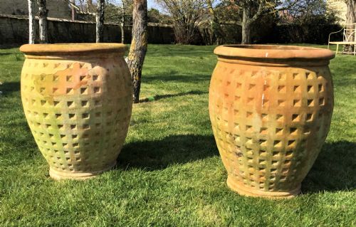 Early C20th Large Pair of Italian Terracotta Pots / Urns