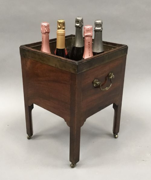 GEORGE III MAHOGANY BRASS BOUND OPEN WINE COOLER JARDINIERE - ADDITIONAL PHOTO 3