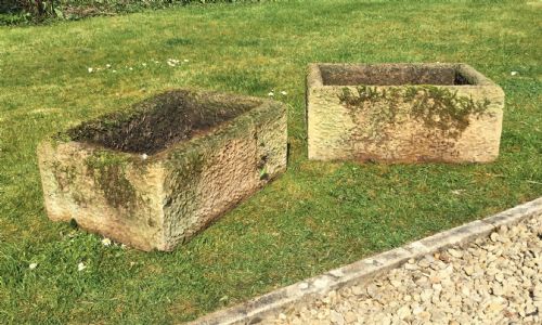 C19th Pair Stone Troughs