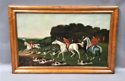 C19th 'Primitive' Oil Painting of a Hunting Scene