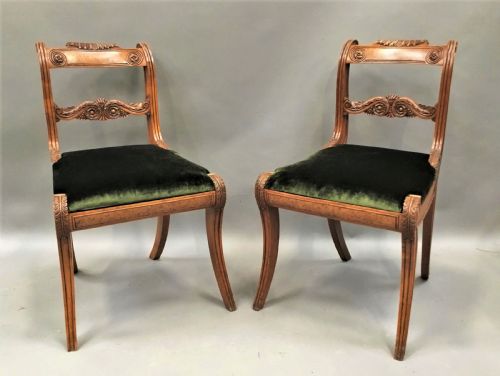 Regency Pair of Burr Elm and Elm Side Chairs in the Manner of George Smith
