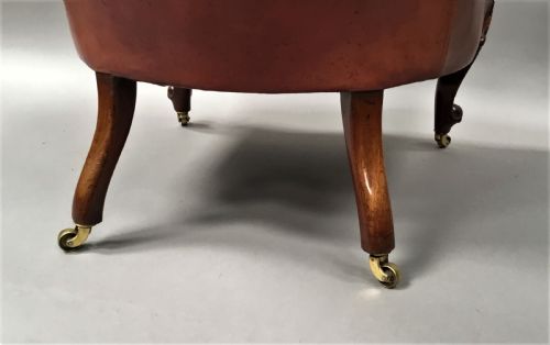 MID C19TH PAIR OF MAHOGANY AND LEATHER LIBRARY ARMCHAIRS - ADDITIONAL PHOTO 13