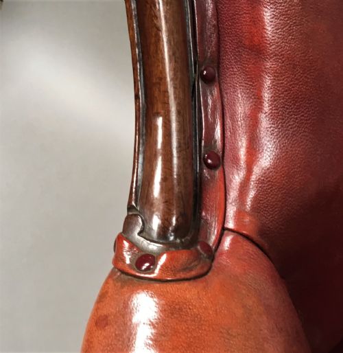 MID C19TH PAIR OF MAHOGANY AND LEATHER LIBRARY ARMCHAIRS - ADDITIONAL PHOTO 19