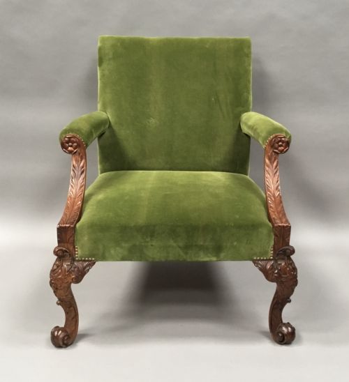 LATE C19TH LARGE CARVED MAHOGANY GAINSBOROUGH CHAIR - ADDITIONAL PHOTO 1