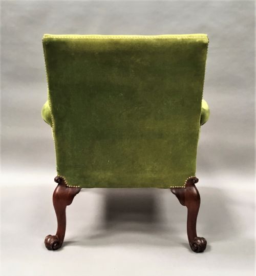 LATE C19TH LARGE CARVED MAHOGANY GAINSBOROUGH CHAIR - ADDITIONAL PHOTO 4