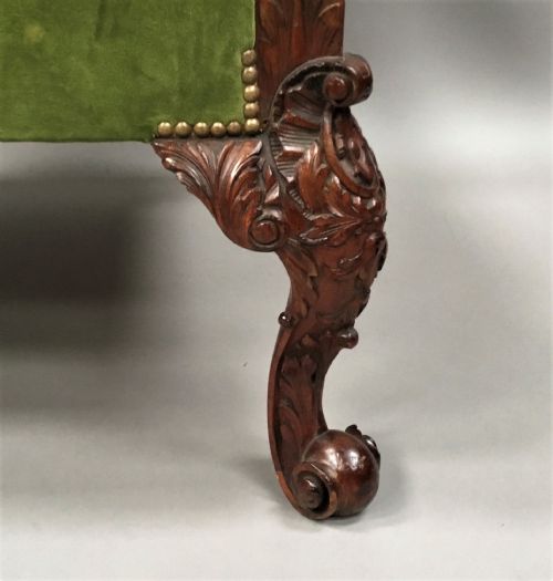 LATE C19TH LARGE CARVED MAHOGANY GAINSBOROUGH CHAIR - ADDITIONAL PHOTO 7