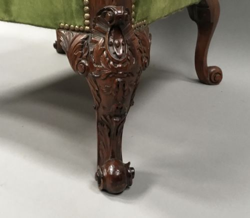LATE C19TH LARGE CARVED MAHOGANY GAINSBOROUGH CHAIR - ADDITIONAL PHOTO 8