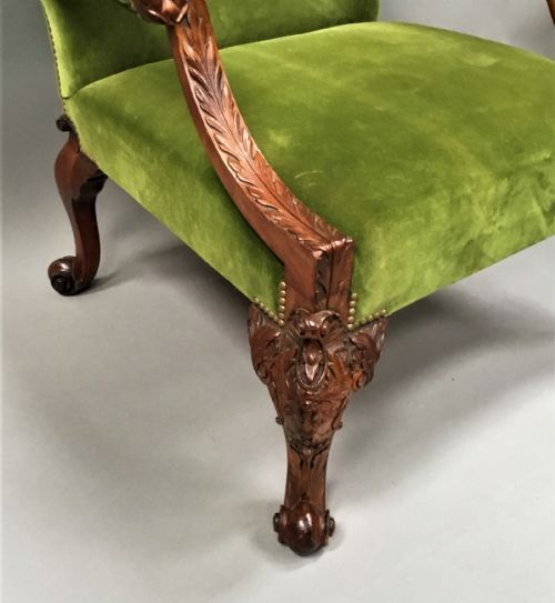LATE C19TH LARGE CARVED MAHOGANY GAINSBOROUGH CHAIR - ADDITIONAL PHOTO 10