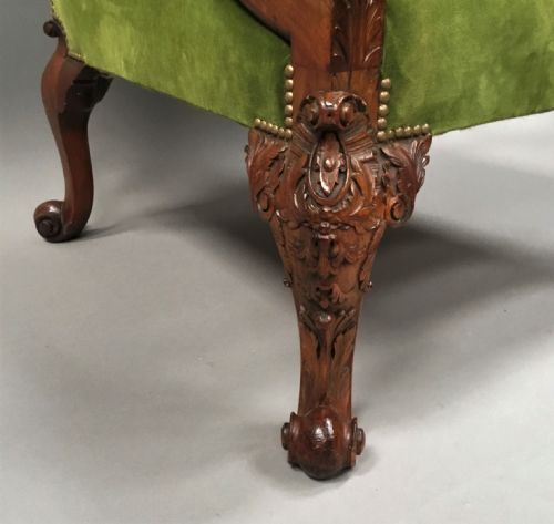 LATE C19TH LARGE CARVED MAHOGANY GAINSBOROUGH CHAIR - ADDITIONAL PHOTO 11