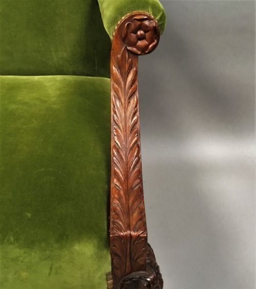 LATE C19TH LARGE CARVED MAHOGANY GAINSBOROUGH CHAIR - ADDITIONAL PHOTO 12