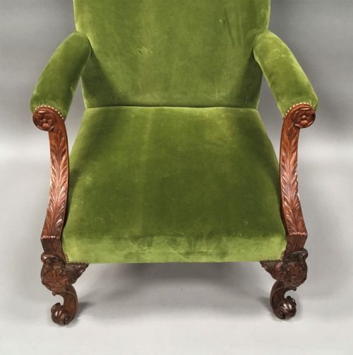 LATE C19TH LARGE CARVED MAHOGANY GAINSBOROUGH CHAIR - ADDITIONAL PHOTO 17