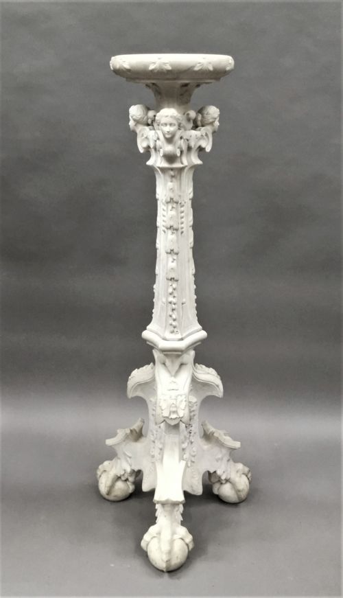C19TH ITALIAN CARVED 'CARRARA' MARBLE TORCHERE STAND - ADDITIONAL PHOTO 1
