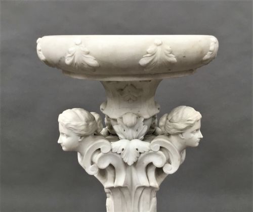 C19TH ITALIAN CARVED 'CARRARA' MARBLE TORCHERE STAND - ADDITIONAL PHOTO 3