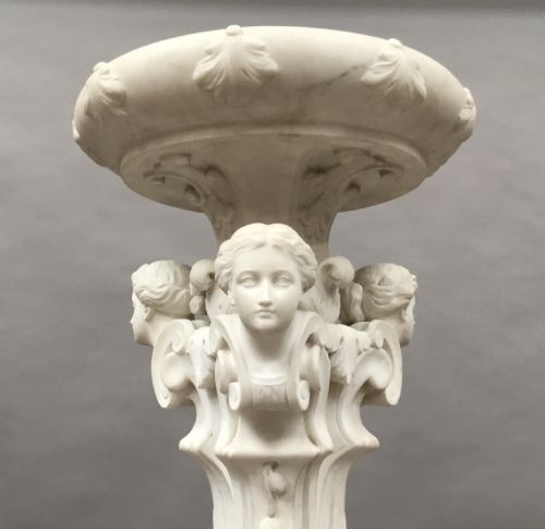 C19TH ITALIAN CARVED 'CARRARA' MARBLE TORCHERE STAND - ADDITIONAL PHOTO 4