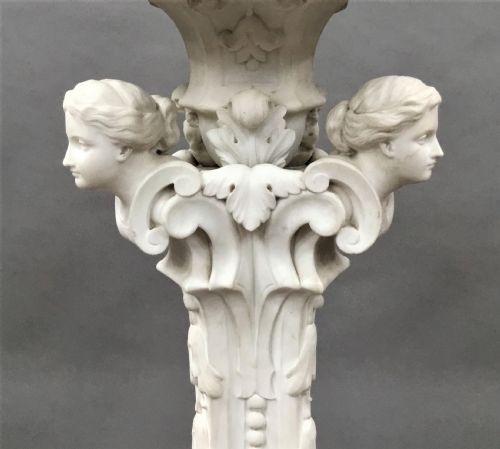 C19TH ITALIAN CARVED 'CARRARA' MARBLE TORCHERE STAND - ADDITIONAL PHOTO 9
