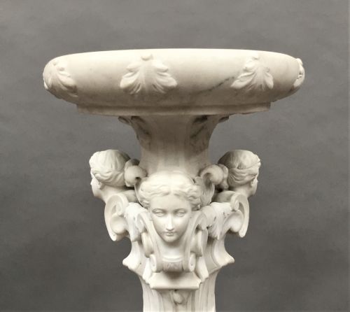 C19TH ITALIAN CARVED 'CARRARA' MARBLE TORCHERE STAND - ADDITIONAL PHOTO 10