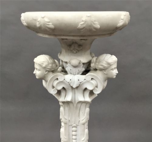 C19TH ITALIAN CARVED 'CARRARA' MARBLE TORCHERE STAND - ADDITIONAL PHOTO 11