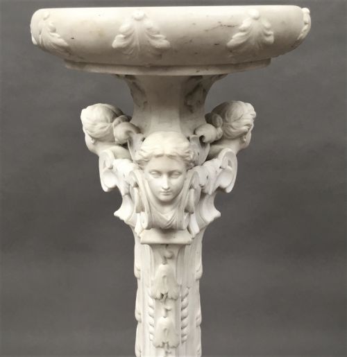 C19TH ITALIAN CARVED 'CARRARA' MARBLE TORCHERE STAND - ADDITIONAL PHOTO 12