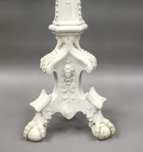 C19TH ITALIAN CARVED 'CARRARA' MARBLE TORCHERE STAND - ADDITIONAL PHOTO 17