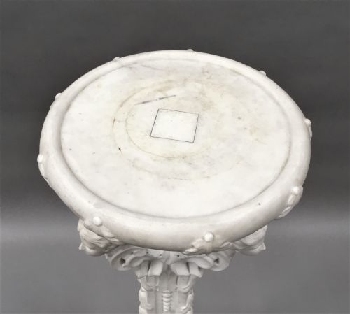 C19TH ITALIAN CARVED 'CARRARA' MARBLE TORCHERE STAND - ADDITIONAL PHOTO 19