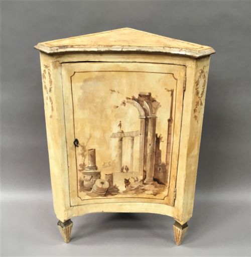 c18th italian painted standing corner cabinet - CATEGORY: ANTIQUE CUPBOARDS - DATED 18TH CENTURY