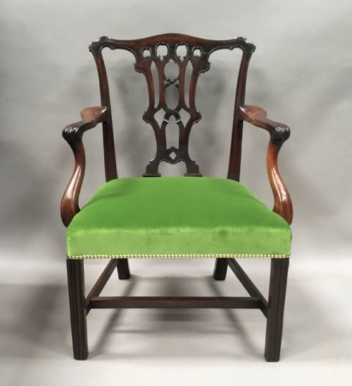 Georgian Mahogany Armchair in the Chippendale Manner of Very Generous Proportions