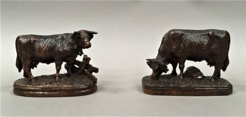 LATE C19TH PAIR OF CARVED BLACK FOREST COWS - ADDITIONAL PHOTO 7