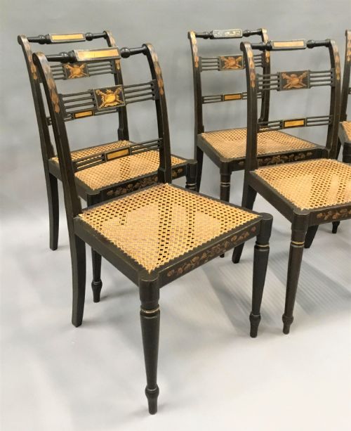 REGENCY SET OF 6 PAINTED AND PARCEL GILT CHAIRS - ADDITIONAL PHOTO 4