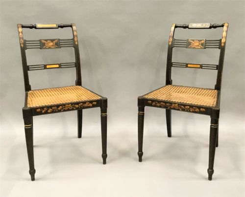 REGENCY SET OF 6 PAINTED AND PARCEL GILT CHAIRS - ADDITIONAL PHOTO 5