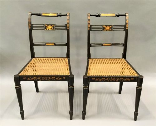 REGENCY SET OF 6 PAINTED AND PARCEL GILT CHAIRS - ADDITIONAL PHOTO 6