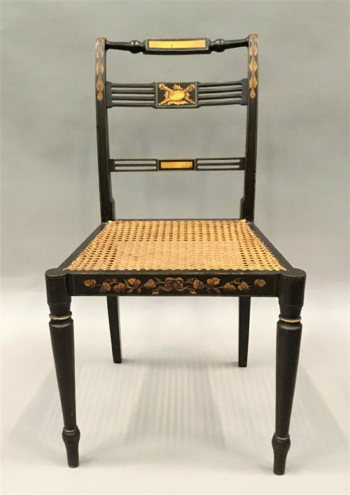 REGENCY SET OF 6 PAINTED AND PARCEL GILT CHAIRS - ADDITIONAL PHOTO 14