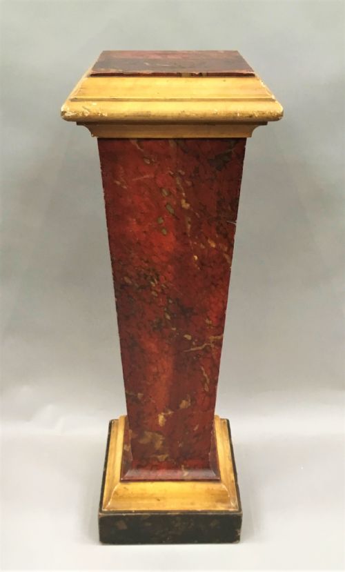 REGENCY SIMULATED MARBLE PEDESTAL OF LARGE SCALE RETAINING ORIGINAL FAUX MARBLE FINISH