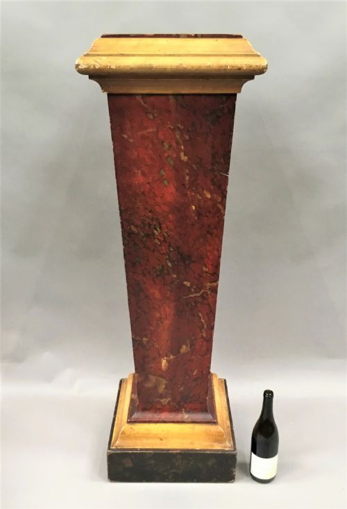 REGENCY SIMULATED MARBLE PEDESTAL OF LARGE SCALE RETAINING ORIGINAL FAUX MARBLE FINISH - ADDITIONAL PHOTO 1