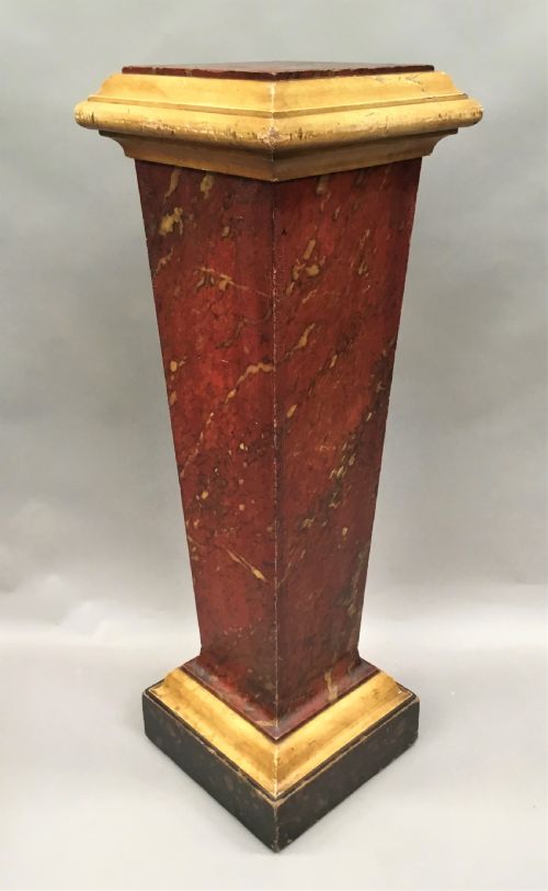 REGENCY SIMULATED MARBLE PEDESTAL OF LARGE SCALE RETAINING ORIGINAL FAUX MARBLE FINISH - ADDITIONAL PHOTO 3
