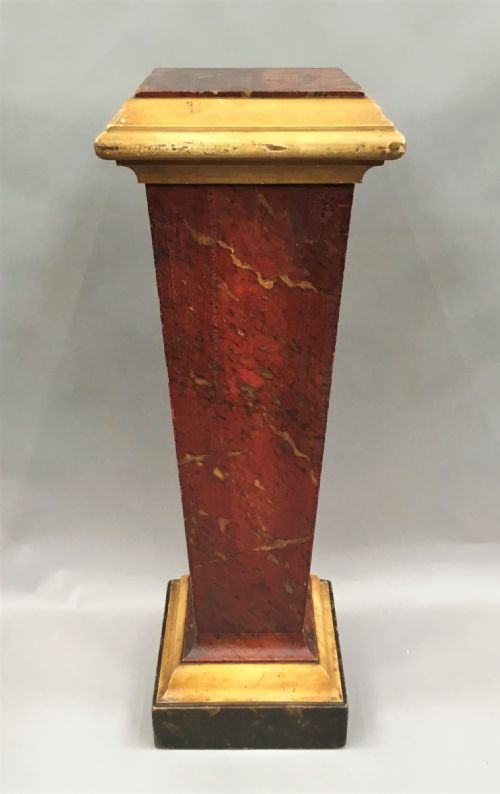 REGENCY SIMULATED MARBLE PEDESTAL OF LARGE SCALE RETAINING ORIGINAL FAUX MARBLE FINISH - ADDITIONAL PHOTO 4